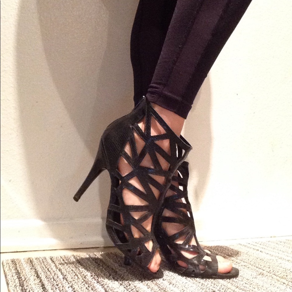 Aldo Black Cage Heels